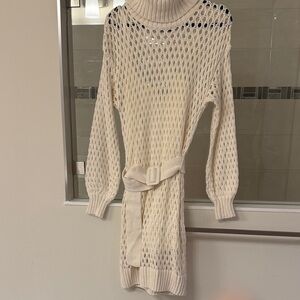 Vici Brand Cream Knit Sweater w/Cami and Belt Dress MED NWT